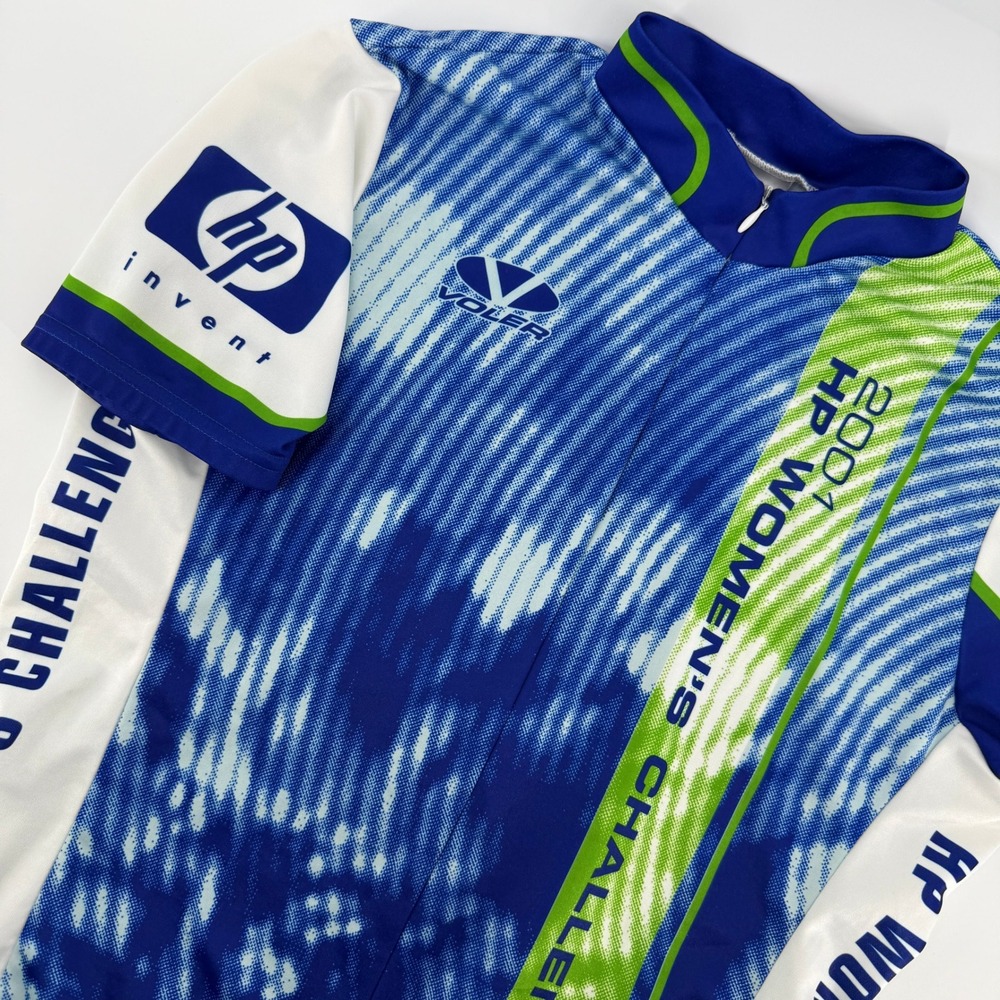 Vintage Voler Cycling Jersey Womens M Blue 2001 HP Challenge Short Sleeve Zip Up